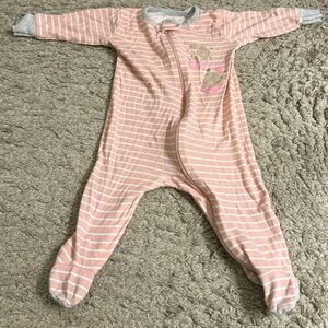 Wonder Nation Striped Pink Baby Believe Bunny Onsie Pajamas - size 3-6 months
